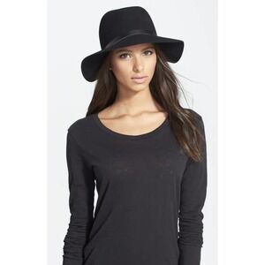RAG & BONE Floppy Brim Wool Fedora Hat Black , Size - Medium $195